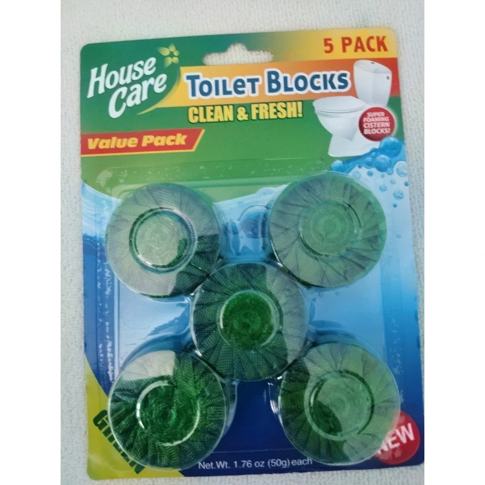 House Care Clean & Fresh Green Toilet Blocks Biodegradable 5 Pack